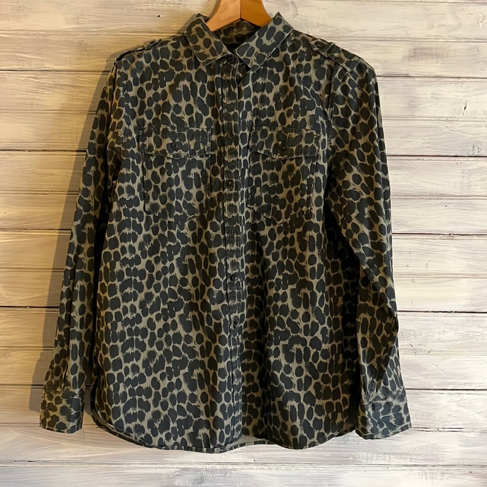 Banana Republic leopard print military style shirt